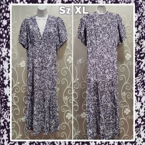WOMENS PRETTY PURPLE FLORAL DRESS SIZE XL